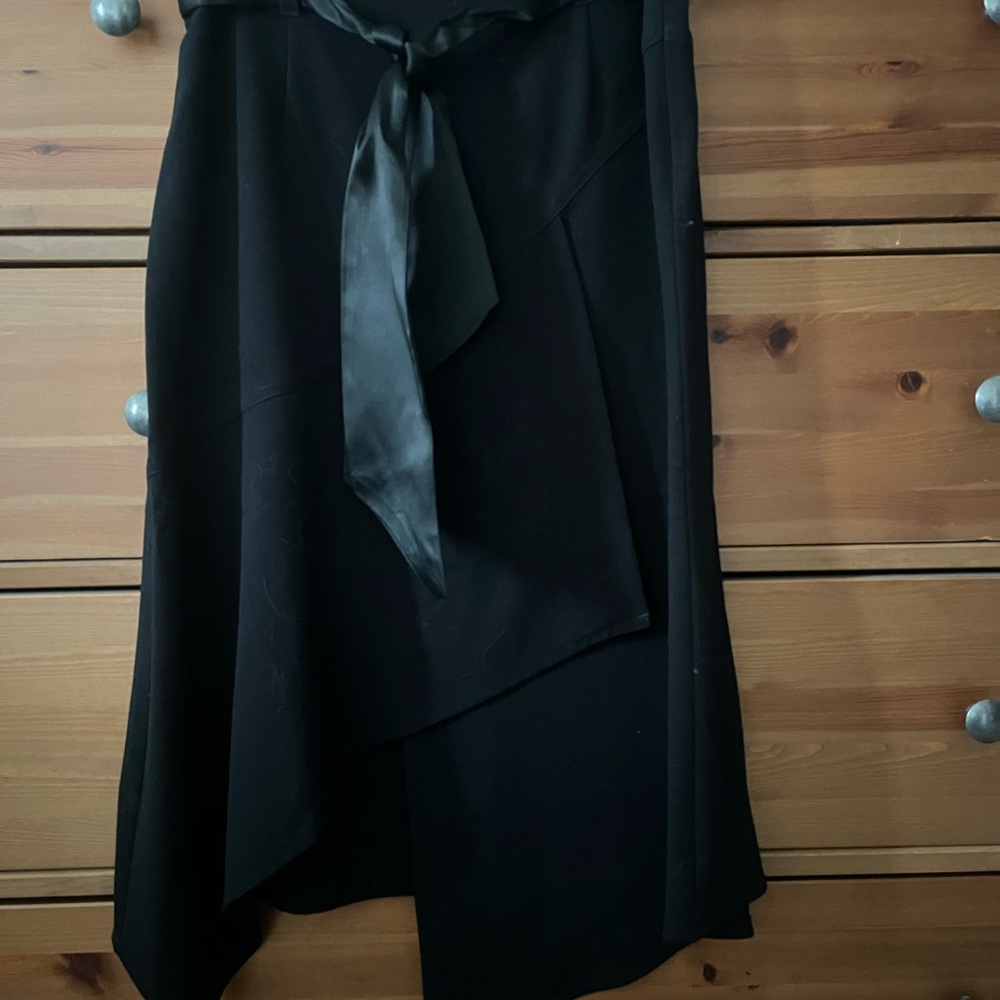 Femme de Carrière Black Asymmetrical Skirt with silk belt